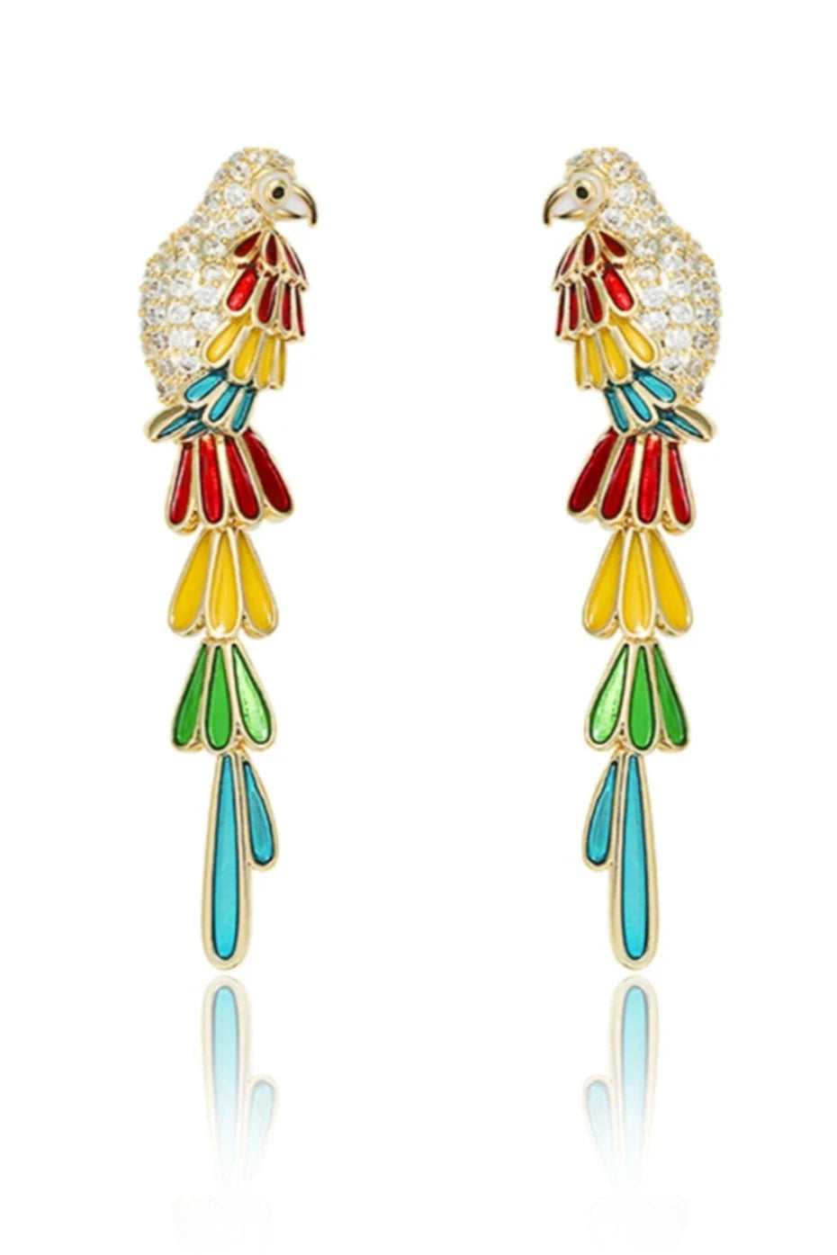 Parrot long tassel earrings B2557 Bloemen