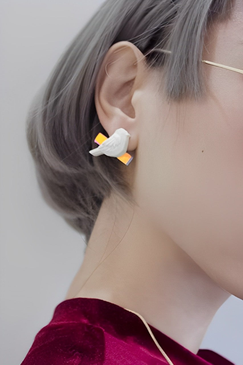 Polygon Bird Earrings B1147