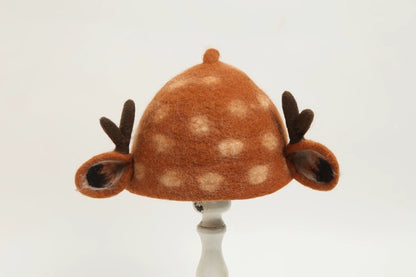 Handmade wet felt reindeer spirit hat B3387 