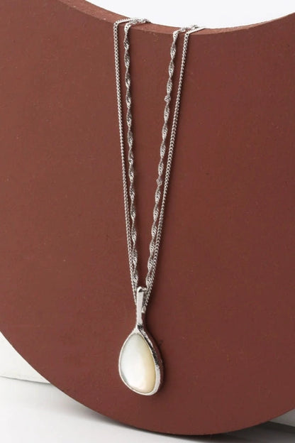 S925 Water Drop Shell Pendant Necklace B3186