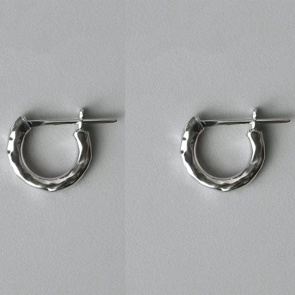 S925 Hammer Texture Hoop Earrings B3445