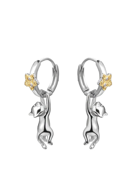 S925 Star Cat Buckle Earrings B2940