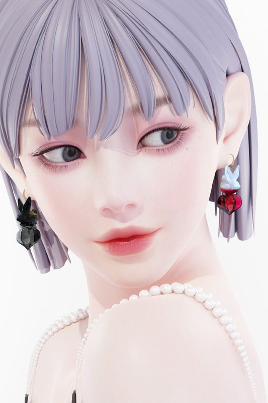 Rabbit Love Polygon Earrings B1522