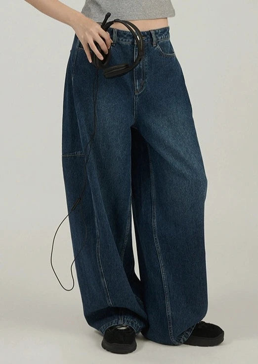 Wide leg curved balloon jeans B2970