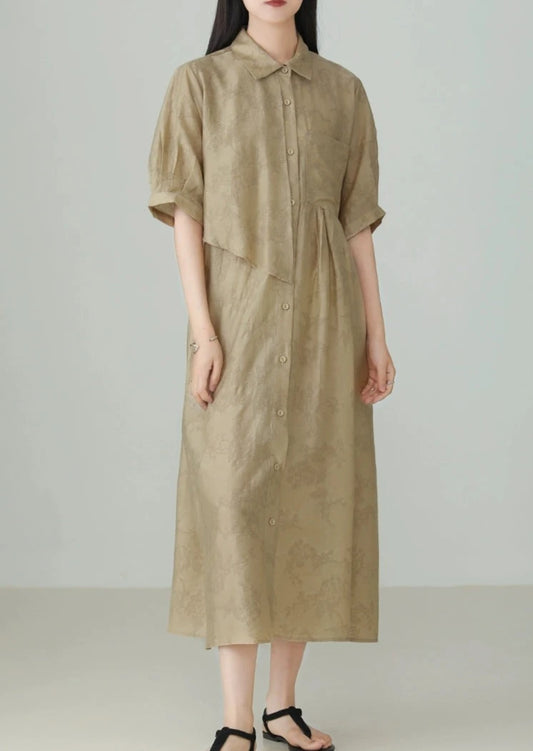 Minimalist Tencel Linen Shirt Dress B3087