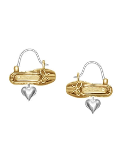 S925 Valley shoes peach heart earrings B2427