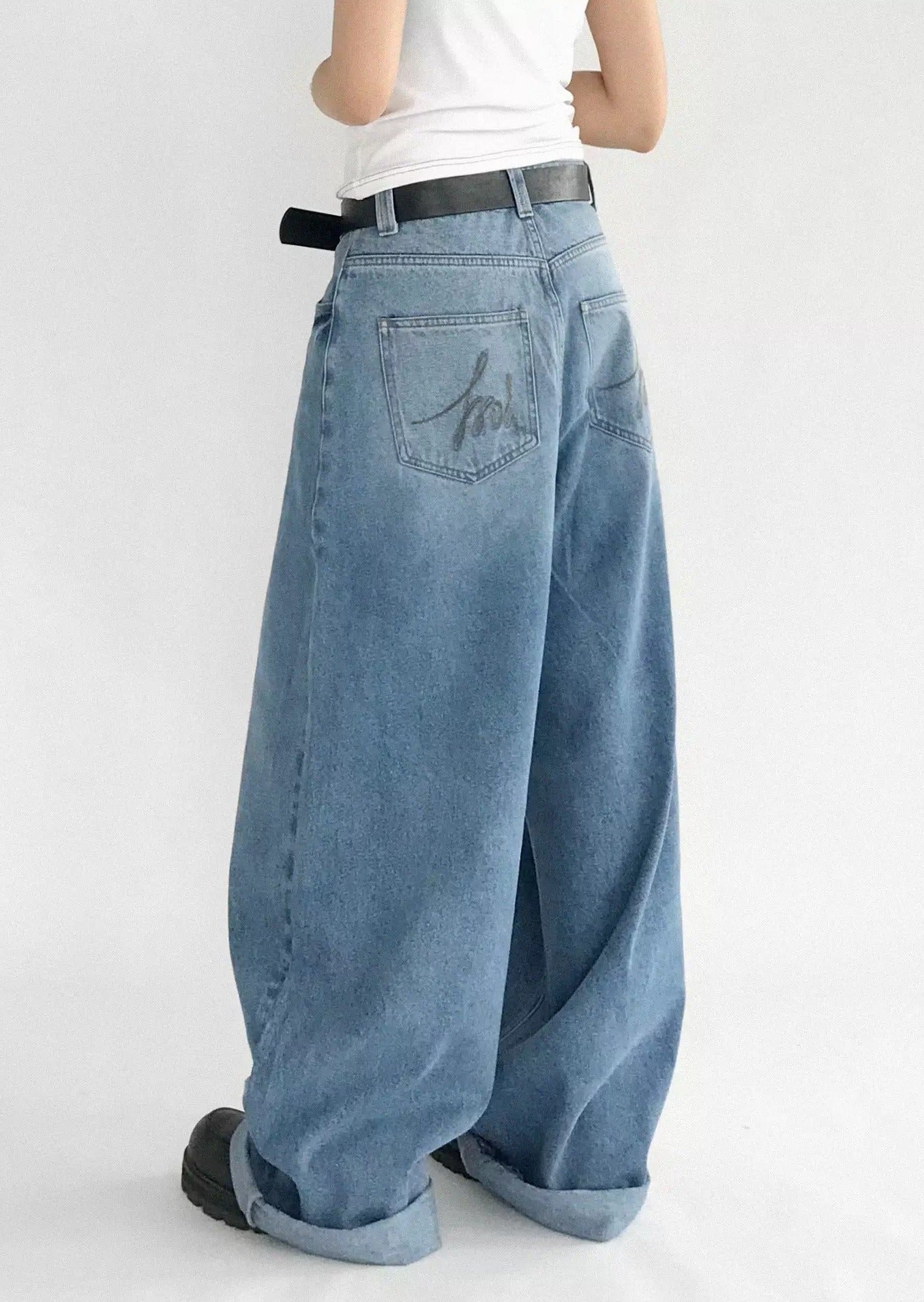 Retro loose wide jeans B3113