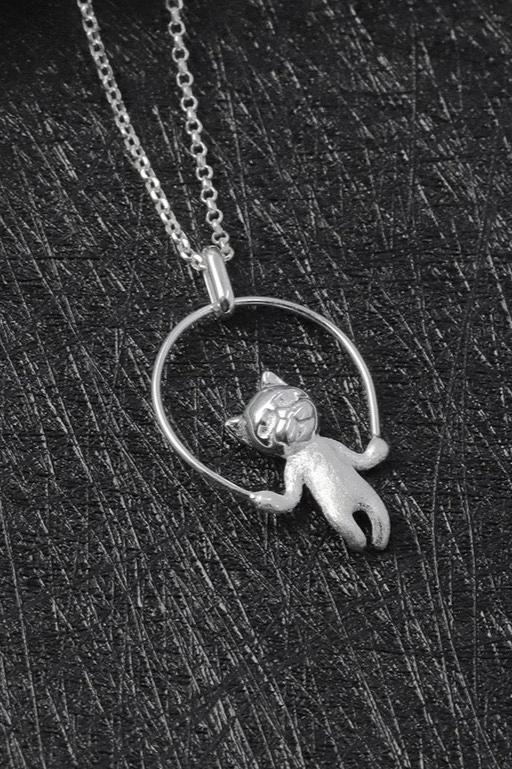 S925 Cat Skipping Rope Necklace B3488