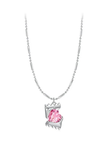 S925 Sweet Pink Rock Candy Necklace B3315