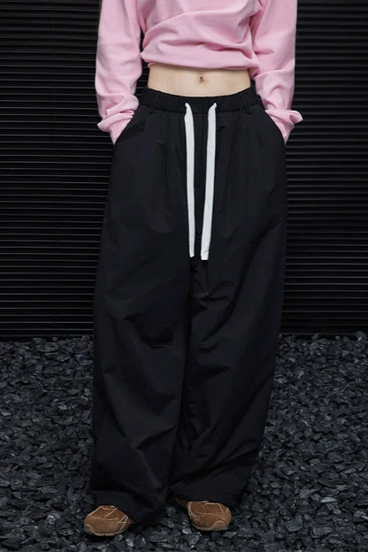 Black padded wide pants B3434