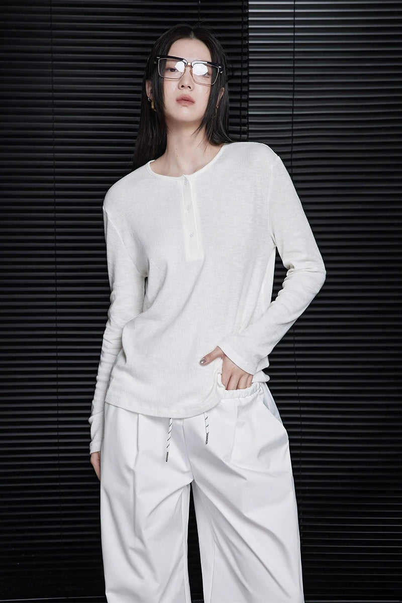 White slim long sleeve T-shirt B3298