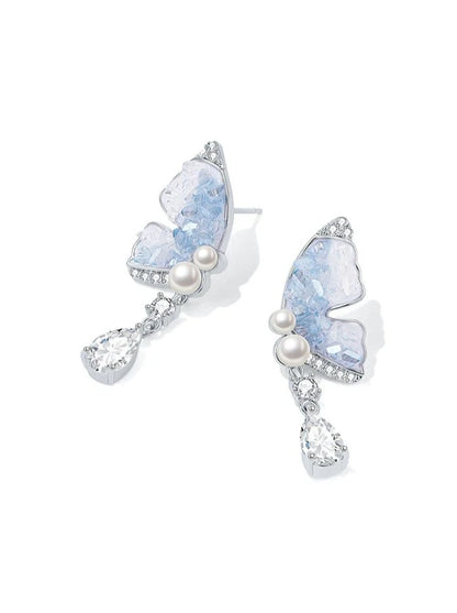 Crystal butterfly pendant earrings B2891