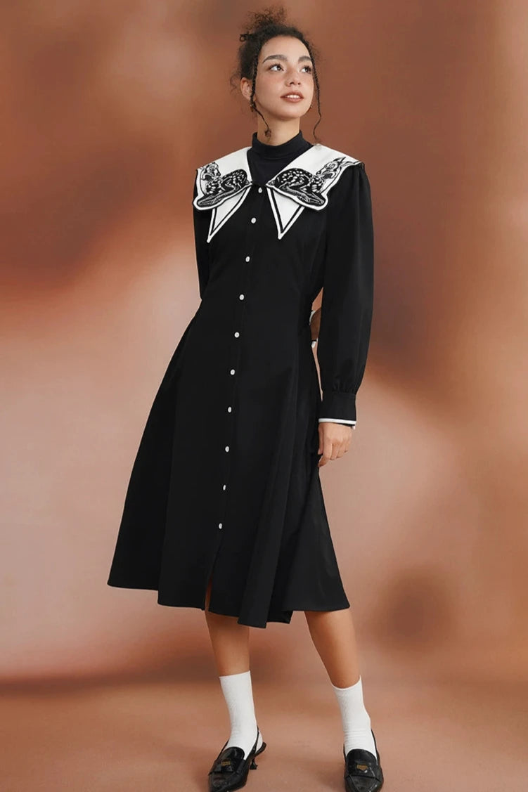 Moonlight Deer Embroidery Retro Dress B3384