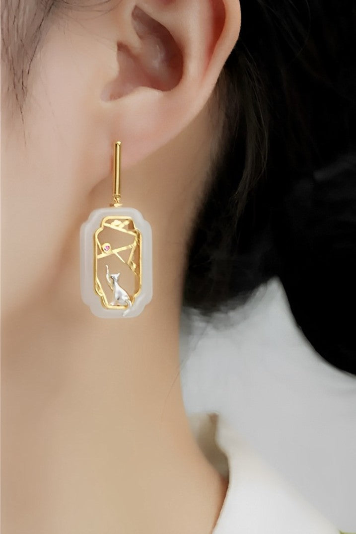 S925 Tibetan Cat Earrings B3489