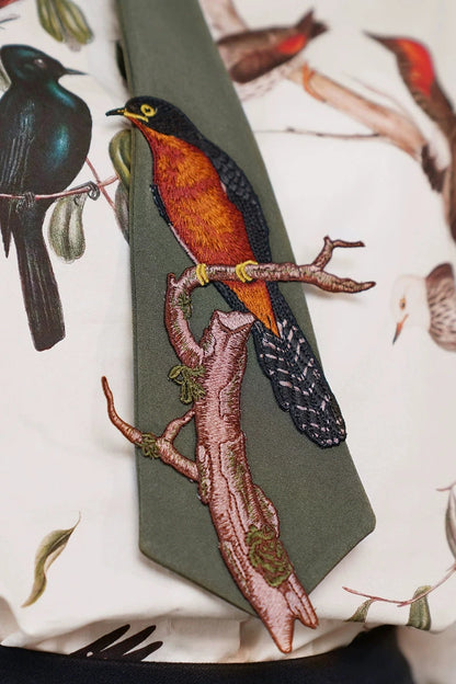 Bird Embroidery Tie B3379