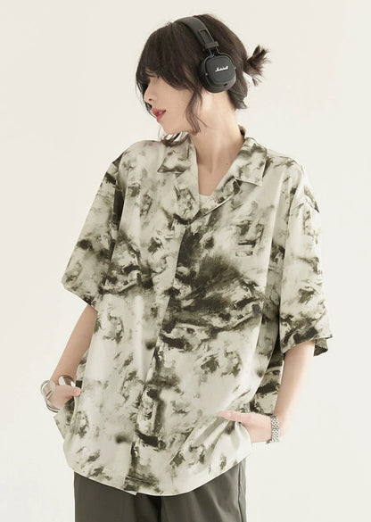 Tie-dyed retro loose shirt B2812