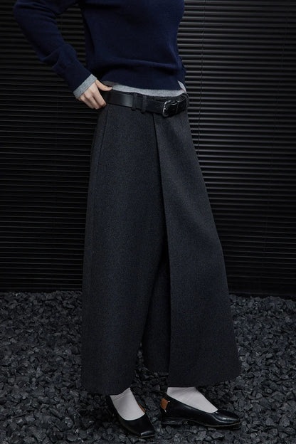 Dark gray wide loose culottes B3432