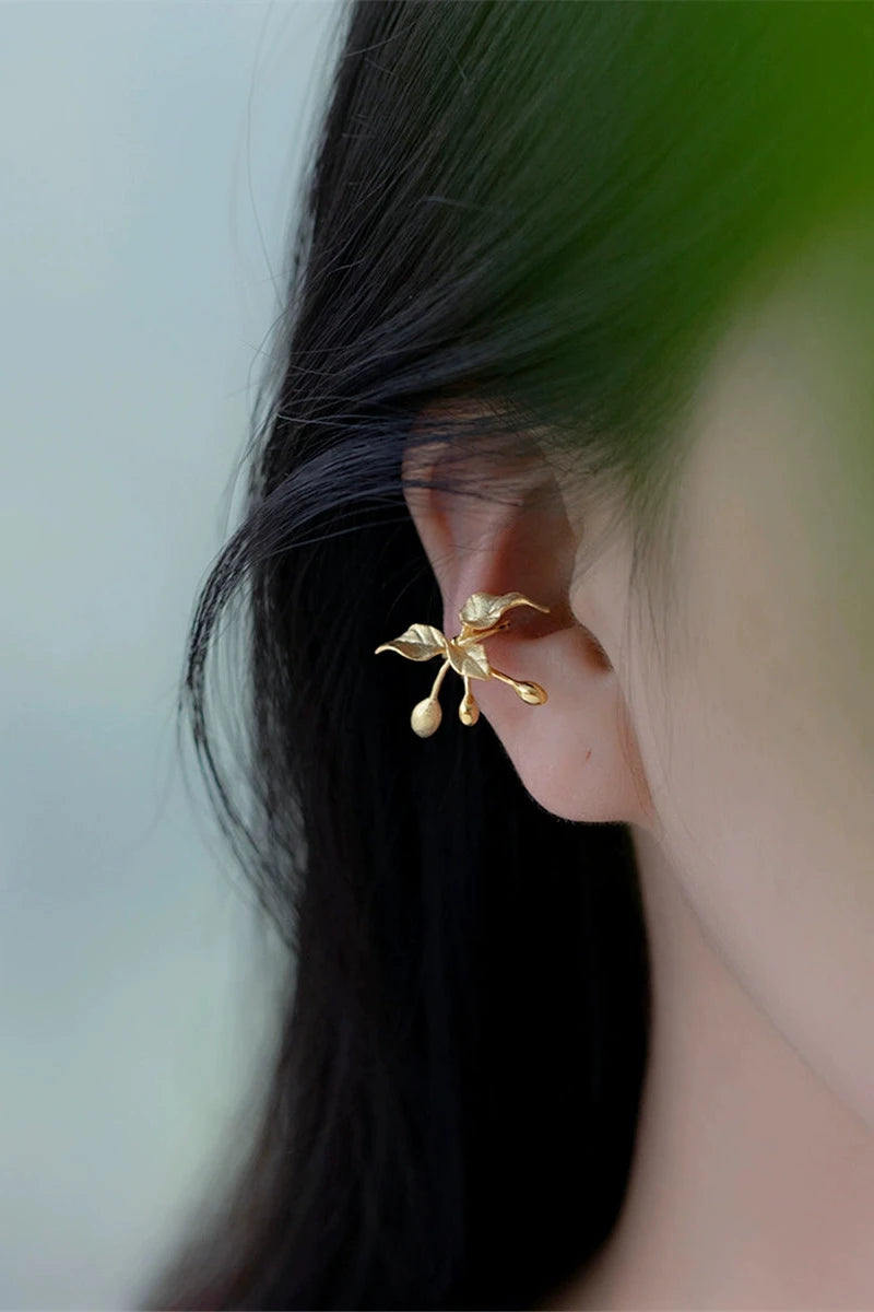 S925 Flower &amp; Bird Ear Cuff B3493