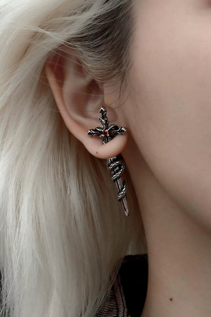 Snake Sword Asymmetrical Earrings B3624