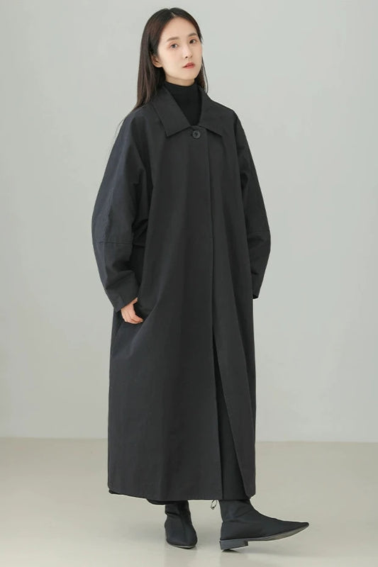 Minimalist cotton twill long coat B3450 