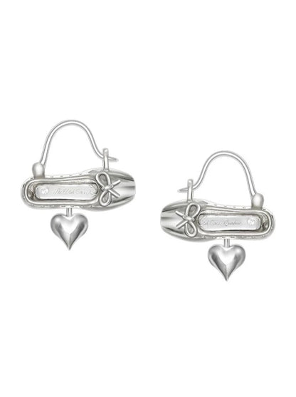 S925 Valley shoes peach heart earrings B2427