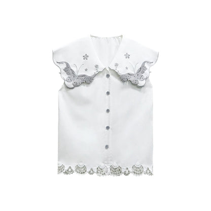 Retro Embroidery Big Lapel Butterfly Blouse B2921