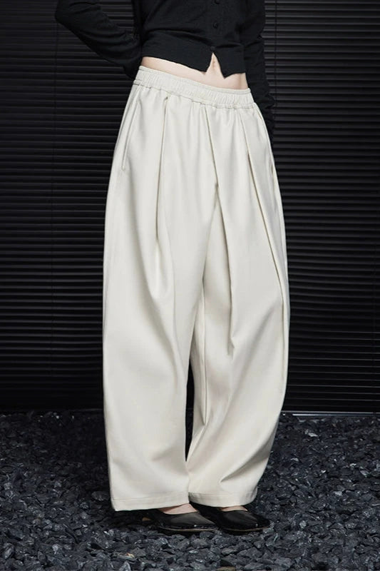 Beige loose wide drape pants B3299