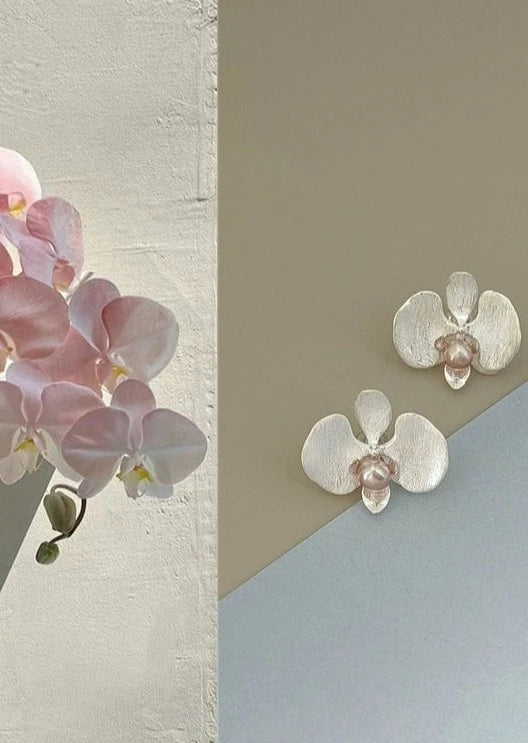 S925 Phalaenopsis Natural Pearl Earrings B2998