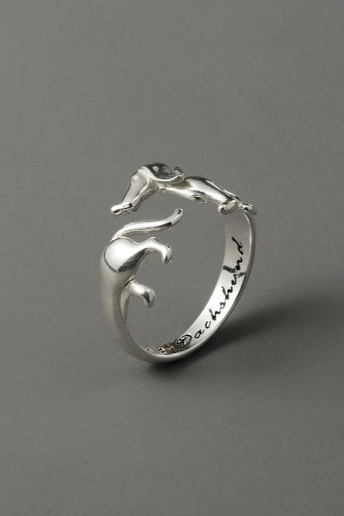 S925 Dachshund Unique Open Ring B3491