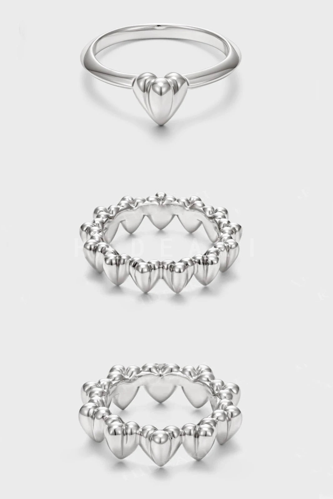 S925 3D Peach Heart Ring B3293