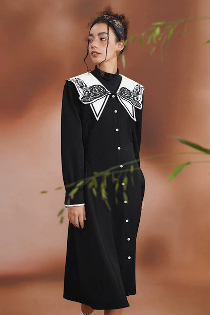 Moonlight Deer Embroidery Retro Dress B3384