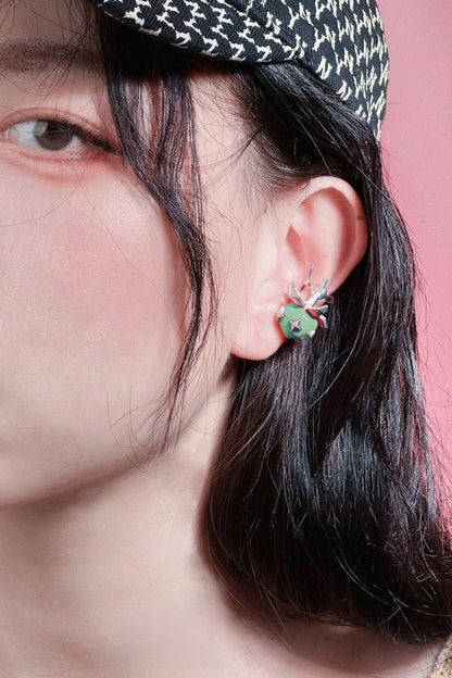 Minimalist Strawberry Polygon Ear Cuff B3266