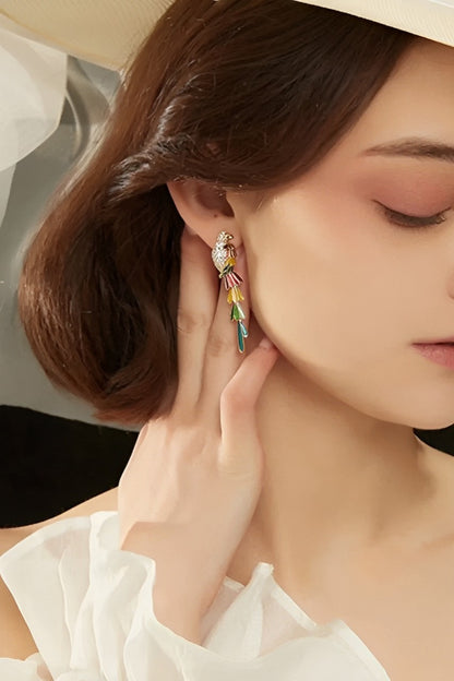 Parrot long tassel earrings B2557