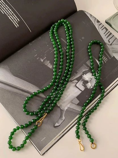 Green chalcedony bead necklace B2672