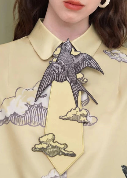 Swallow Moon Yellow Tie B2930