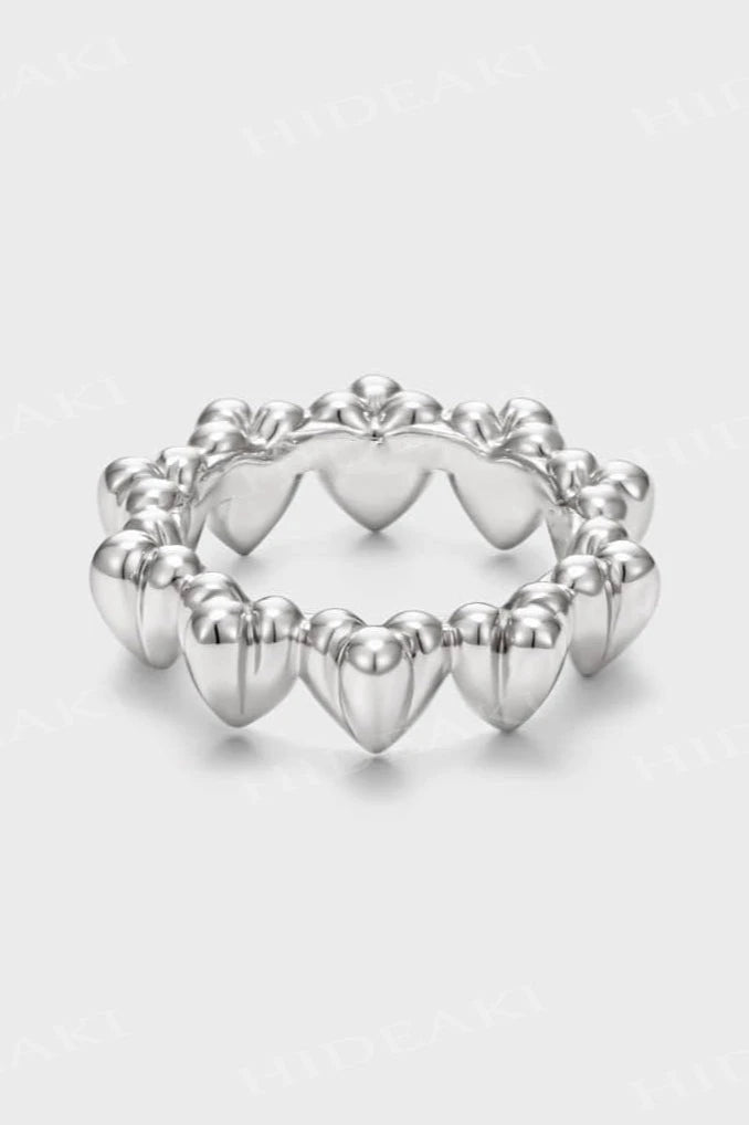 S925 3D Peach Heart Ring B3293