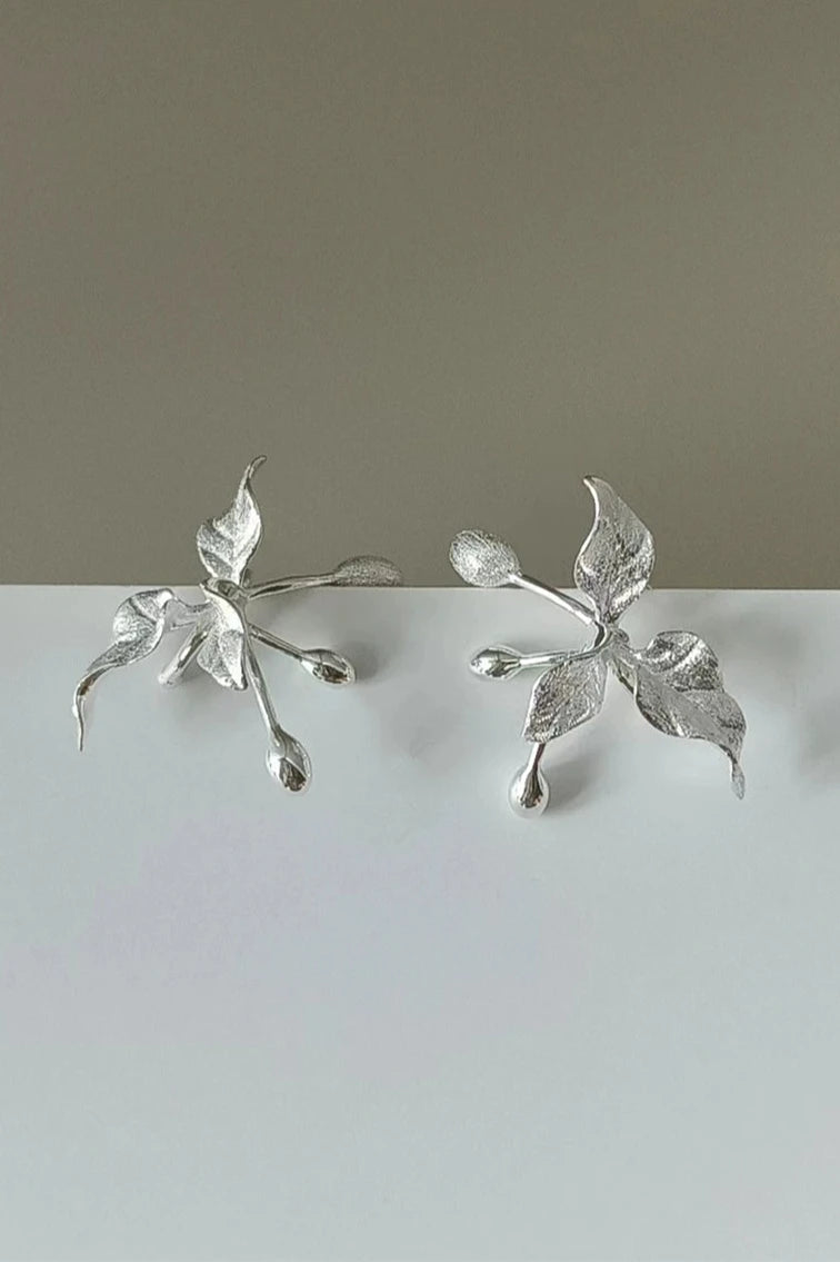 S925 Flower &amp; Bird Ear Cuff B3493