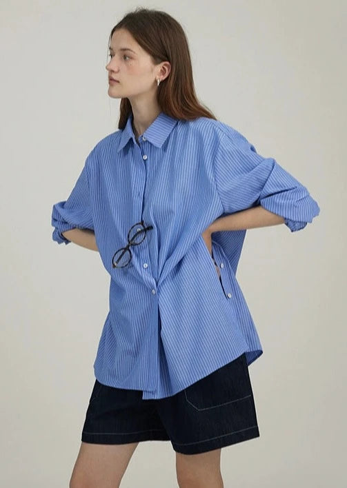 Irregular striped cotton shirt B2963