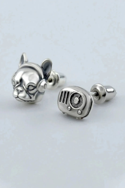 S925 Vintage French Bulldog Earrings B3274