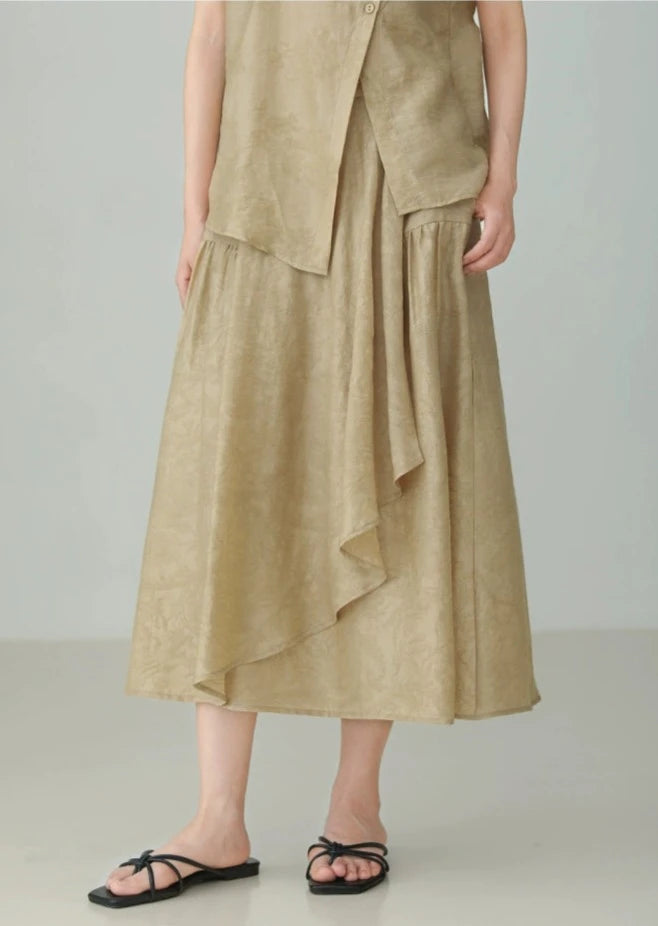 Tencel linen jacquard skirt B3125