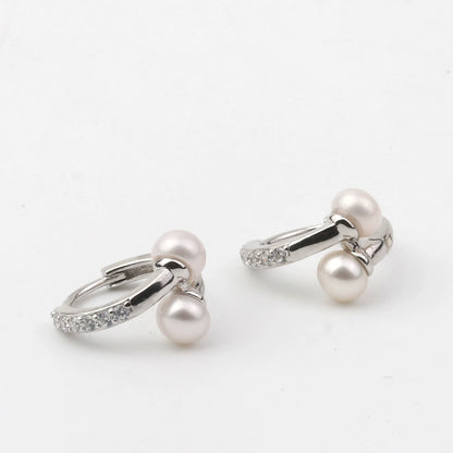 S925 minimalist pearl hoop earrings B3189