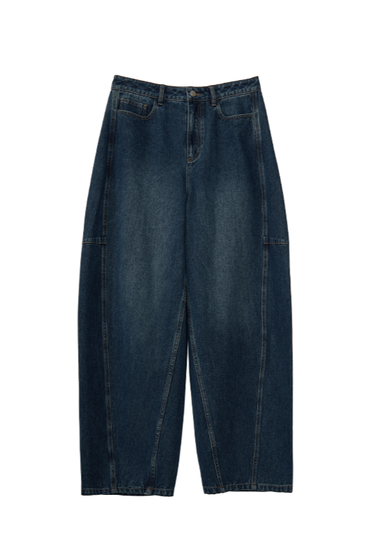 Wide leg curved balloon jeans B2970