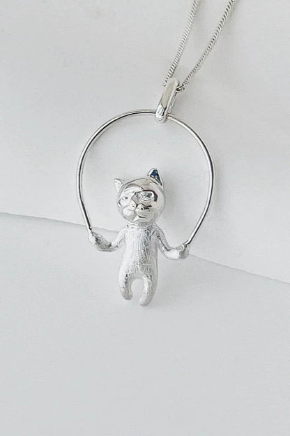 S925 Cat Skipping Rope Necklace B3488