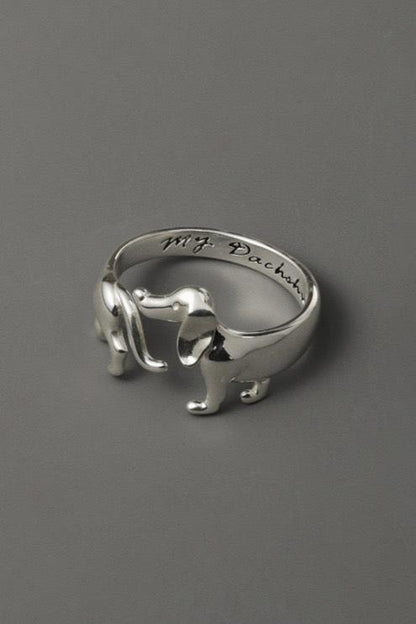 S925 Dachshund Unique Open Ring B3491