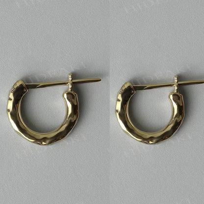 S925 Hammer Texture Hoop Earrings B3445