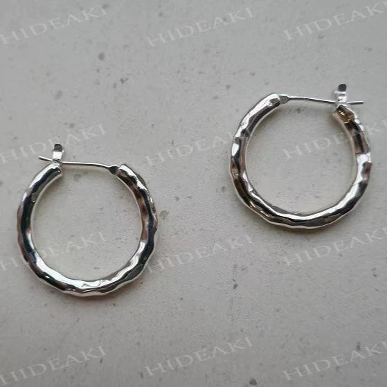 S925 Hammer Texture Hoop Earrings B3445