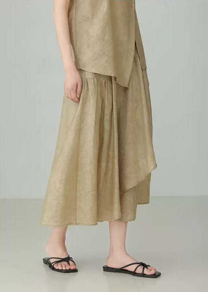 Tencel linen jacquard skirt B3125