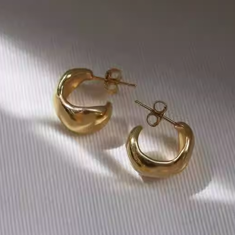 S925 round shape vintage earrings B3442