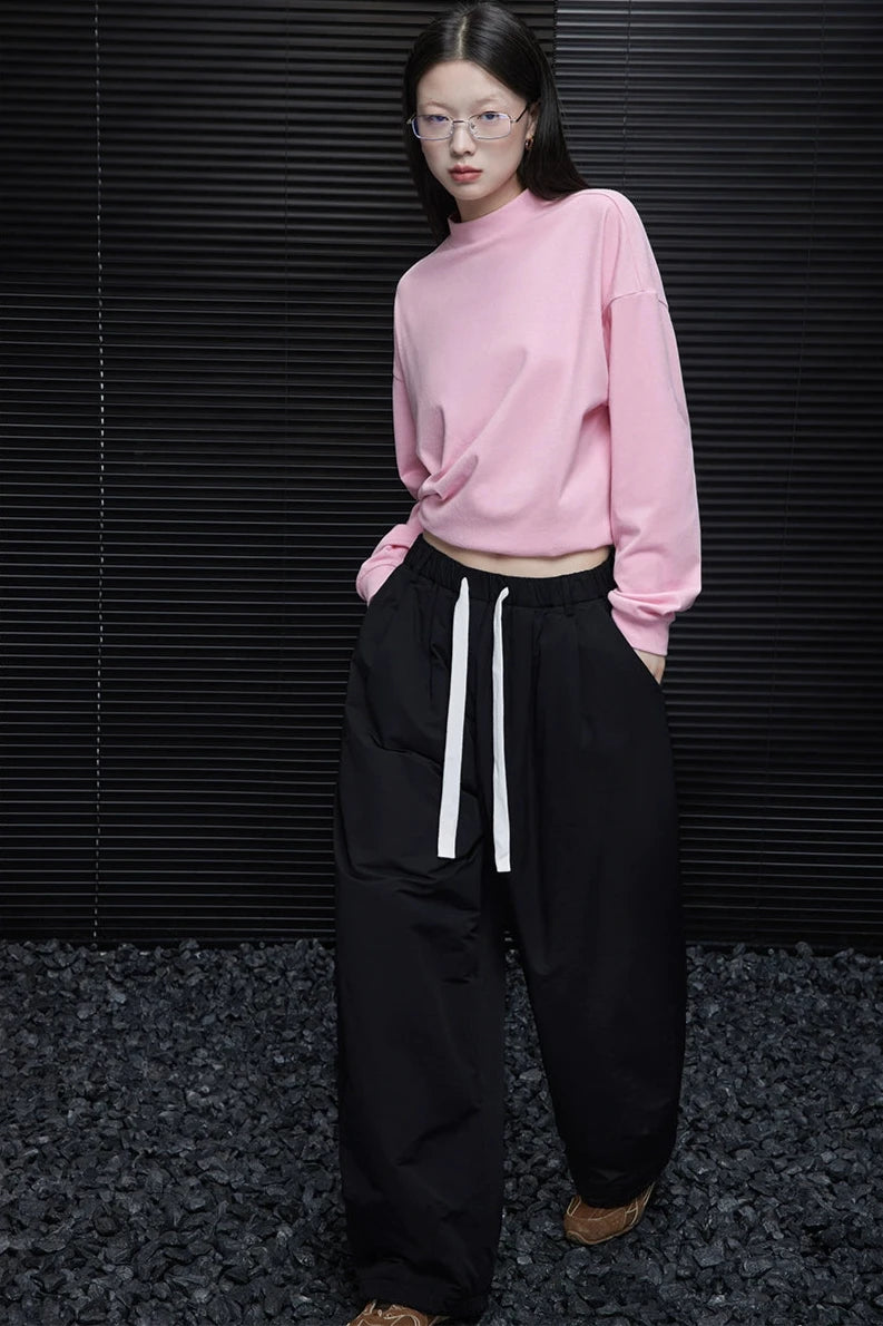 Black padded wide pants B3434