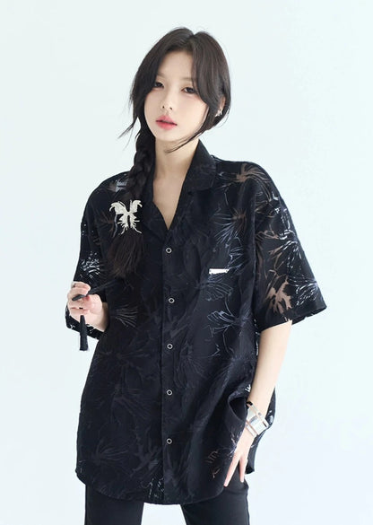 See-through loose shirt B3182